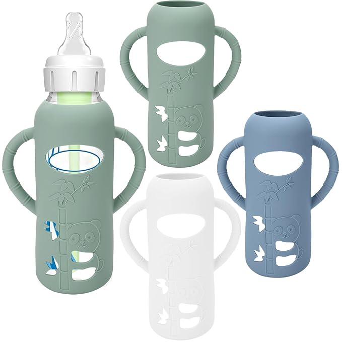 3 Pack Silicone Sleeves for Dr. Brown's Glass Baby Bottles by BUSOHA