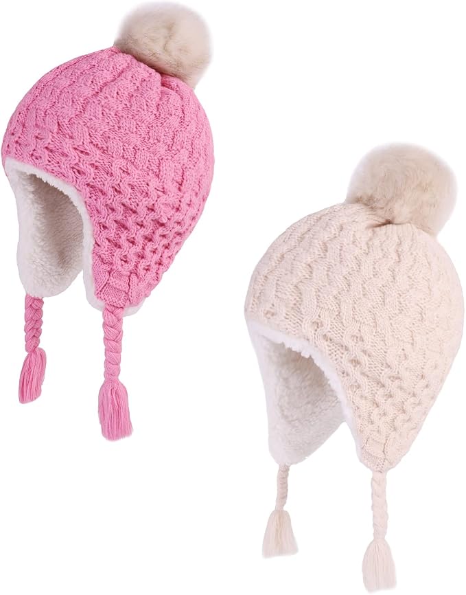 LANGZHEN Toddler Kids Infant Winter Hat, Earflap Knit Warm Cap Fleece Lined by LANGZHEN