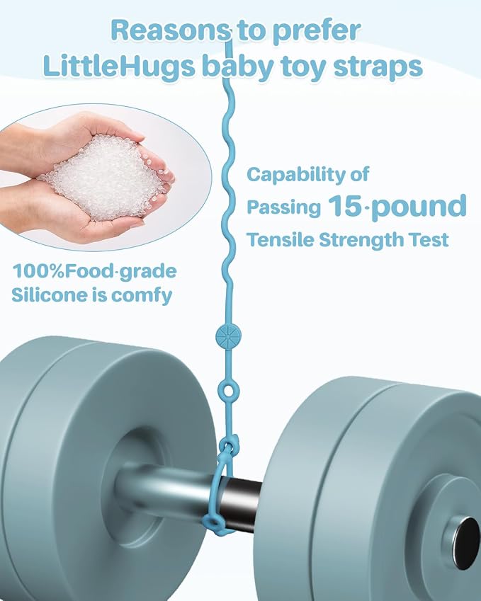 Toy Straps for Baby, Adjustable Toy Holder for Stroller Accessories, Silicone - Image 2