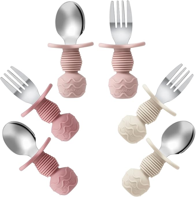 PandaEar 6 Pack Stainless Steel Toddler Spoons and Fork Feeding Set by PandaEar