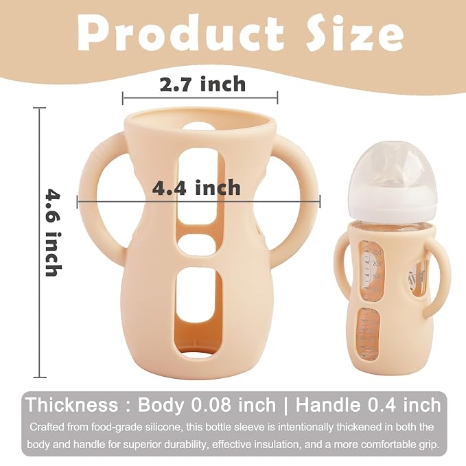 4 Pack Silicone Sleeves for Avent Natural Glass Baby Bottles, Anti Breakage - Image 2