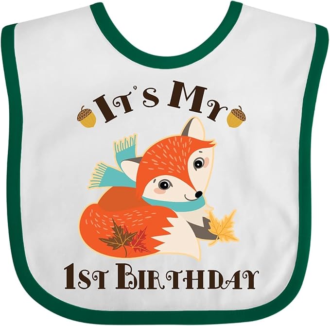 inktastic 1st Birthday Woodland Fox Baby Bib by Inktastic
