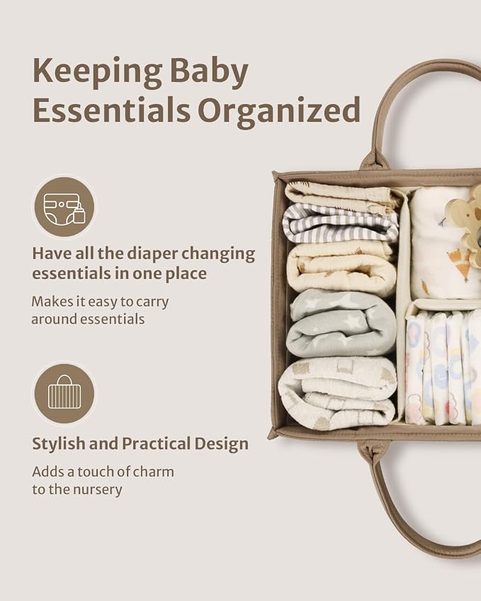 Blissful Diary Baby Diaper Caddy Organizer, Stylish Storage Basket - Image 2