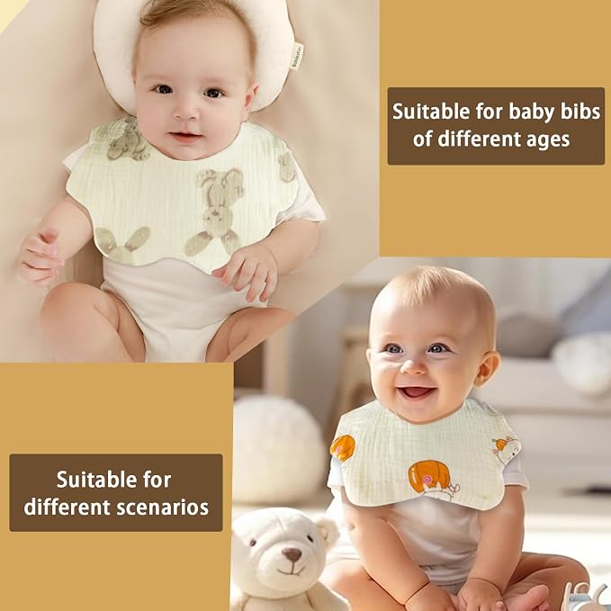 Baby Bibs Muslin Bibs for Baby Girl Boy for Drooling and Teething 10 Pack - Image 4