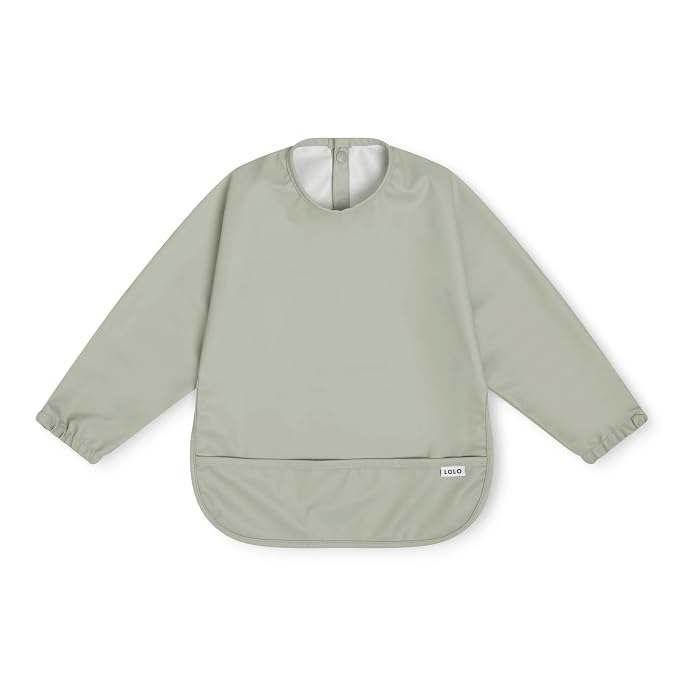Lalo Long Sleeve Baby Bib, Waterproof, Elastic Cuffs, Large Catch-All Pocket by Lalo