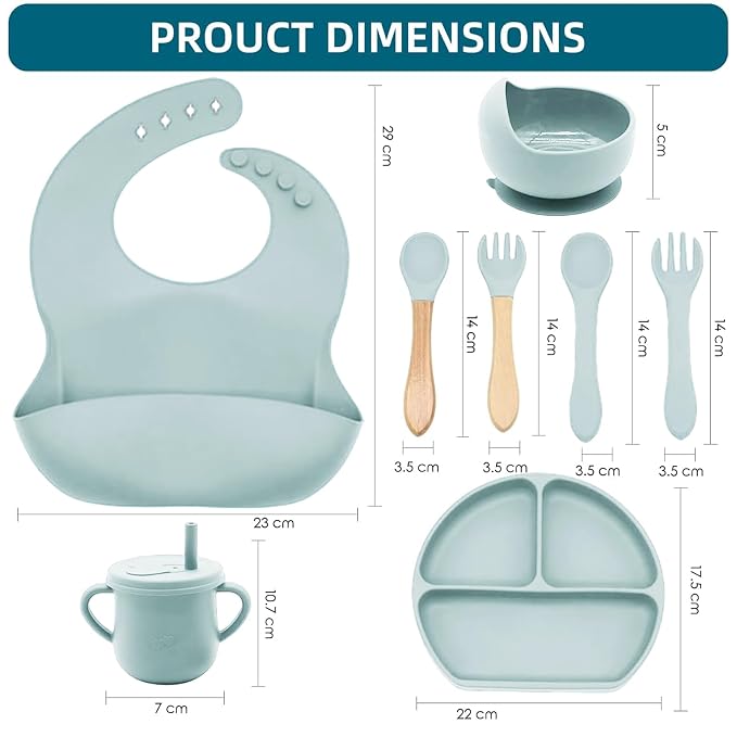 100% Silicone Baby Feeding Set, BPA Free Baby Dishes Set - Image 2