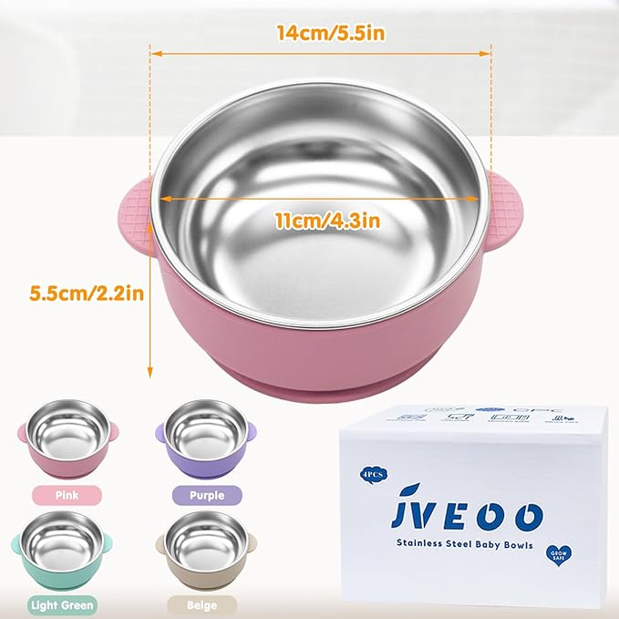 4 Pack Stainless Steel Baby Bowls - Image 6