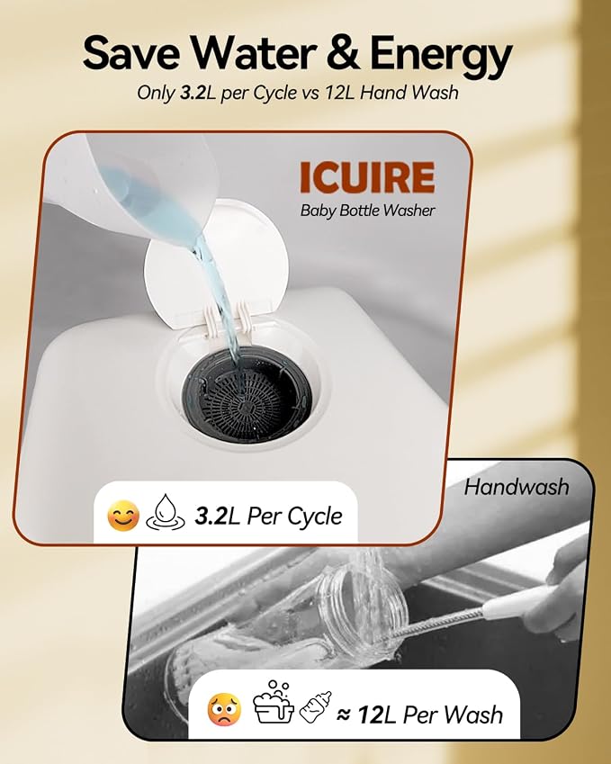 ICUIRE Baby Bottle Washer and Sterilizer and Dryer, 131-167°F High Temperature - Image 8