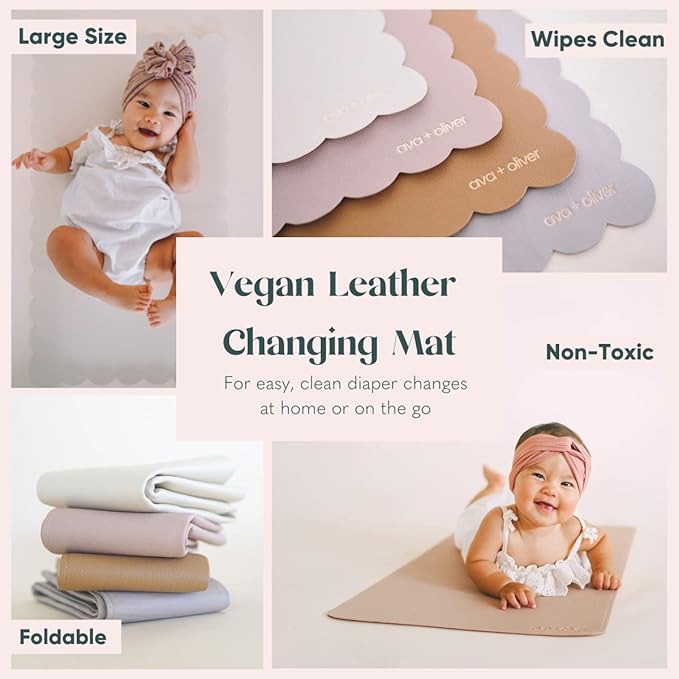 Ava + Oliver Vegan Leather Baby Changing Mat - Image 3