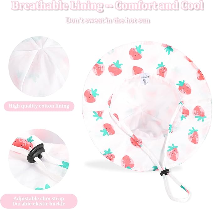 Baby Girl Sun Hat with UPF 50+ Outdoor Adjustable Beach Hat with Wide Brim - Image 3