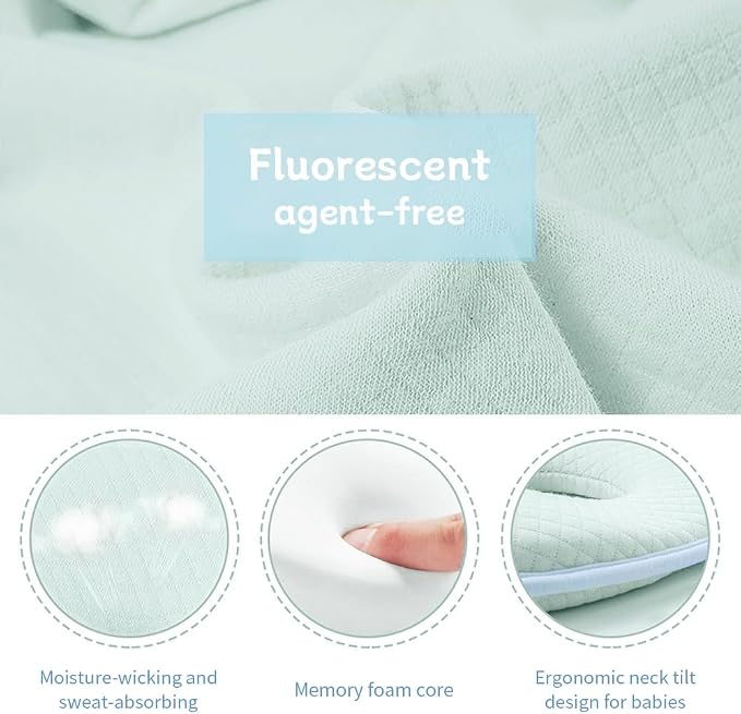 Memory Foam Baby Pillow for Newborn Flat Head Baby Pillow Machine-Washable Neck - Image 5