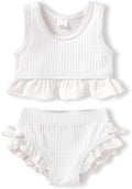 HAPPYMA Baby Swimsuit Toddler Girl Bathing Suit Summer Solid Color Bikini Set by FuntodressHappyChildhood