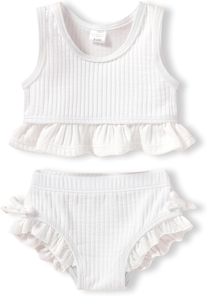 HAPPYMA Baby Swimsuit Toddler Girl Bathing Suit Summer Solid Color Bikini Set by FuntodressHappyChildhood
