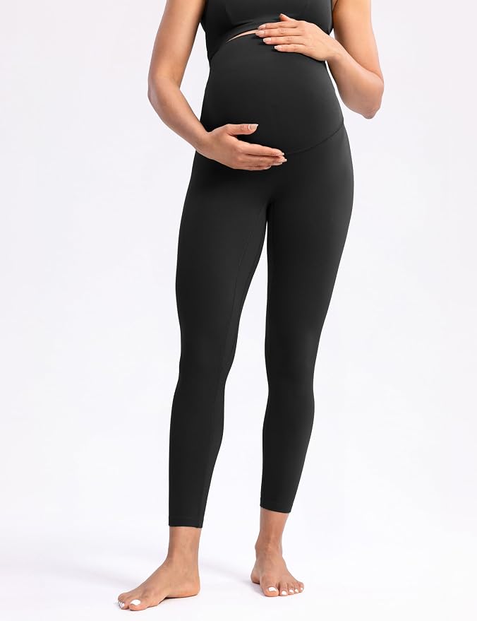 POSHDIVAH Women's Creamluxe Maternity Leggings 25"/28" Over The Belly Pregnancy - Image 3