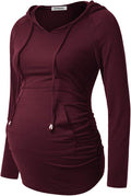 GINKANA Maternity Hoodie Long Sleeves Shirts Casual Maternity Top Pregnancy by GINKANA