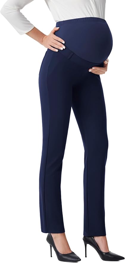 AFITNE Maternity Pants for Work Over The Belly Straight Leg Dress Slacks by AFITNE