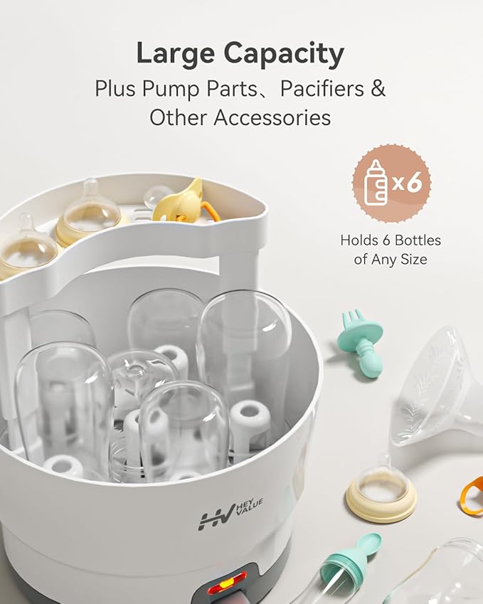 HEYVALUE Bottle Sterilizer, Baby Bottle Sterilizer, Easy One Button Control - Image 4