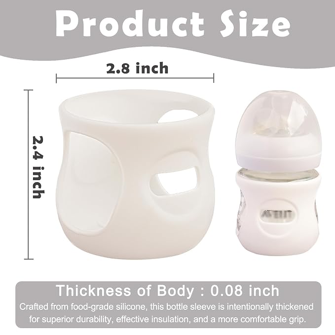 4 Pack Silicone Sleeves for Avent Natural Glass Baby Bottles, Anti Breakage - Image 2