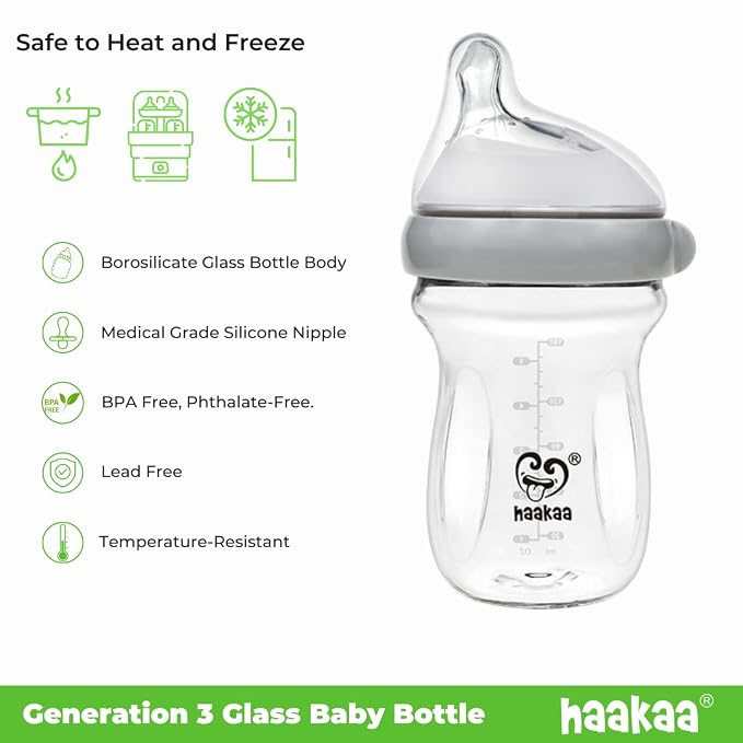 Haakaa Generation 3 Glass Baby Bottle 6 oz/160 ml, 1 PK - Image 7