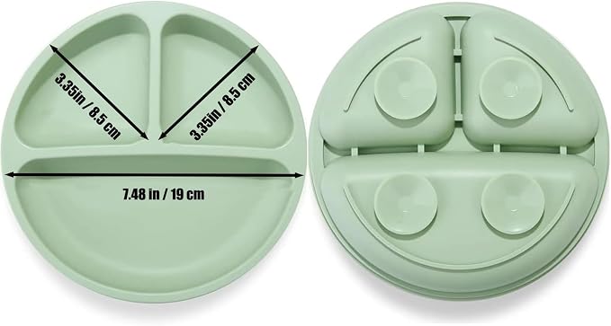PandaEar Silicone Baby Feeding Set| 2 Pack Silicone Divided Suction Plate - Image 3