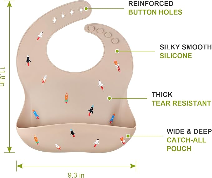 Accmor Silicone Baby Bibs, Waterproof Soft Bibs - Image 8
