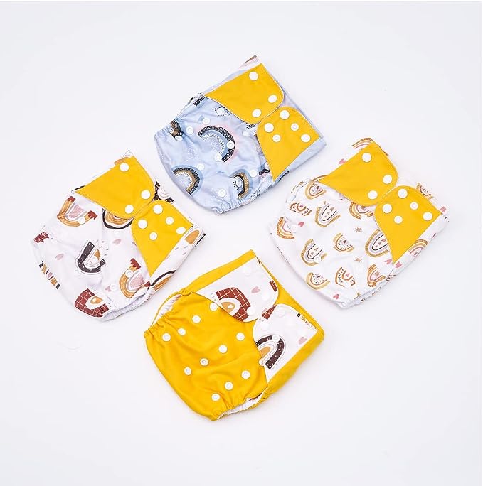 HappyFlute 4 Sets Newborn Baby Cloth Pocket Diapers One Size Adjustable Reusable - Image 6