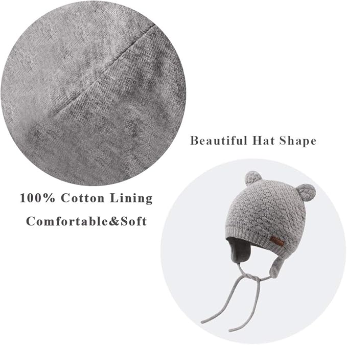 XIAOHAWANG Baby Hat Cute Bear Toddler Earflap Beanie Warm - Image 5