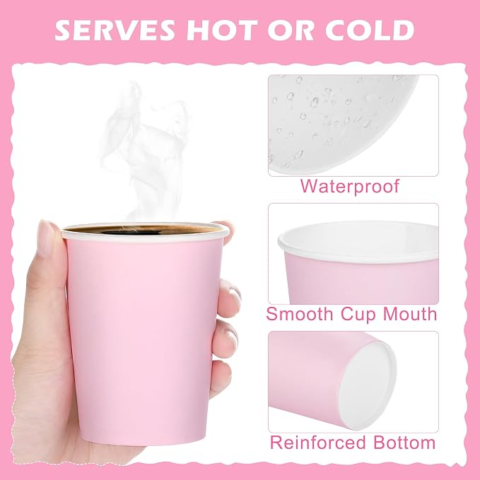 URATOT 120 Pieces 9 Ounce Disposable Paper Cups Pastel Rainbow Party Cups - Image 3