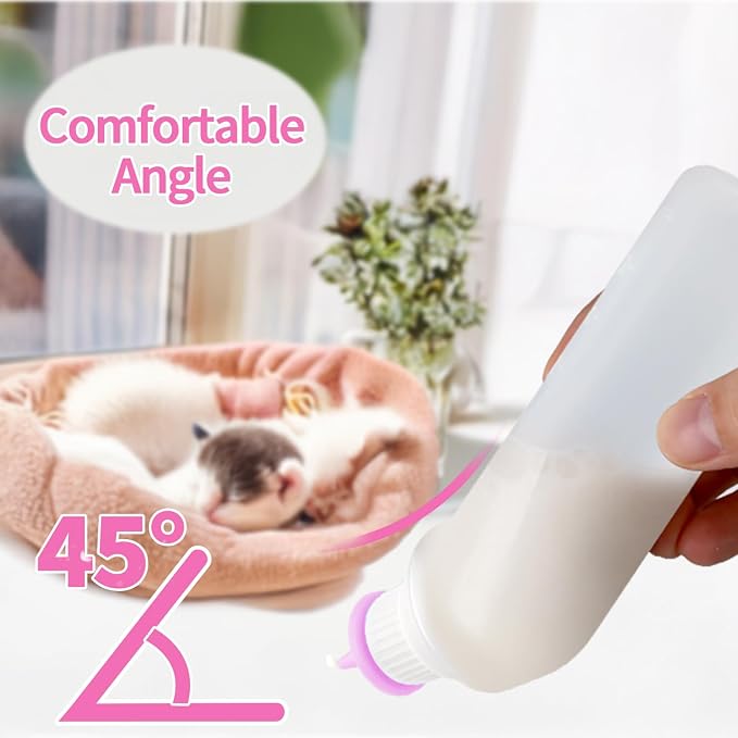 5Pack Kitten Bottle for Nursing Puppy Milk Kitten Bottles Feeding Kit Silicone - Image 7