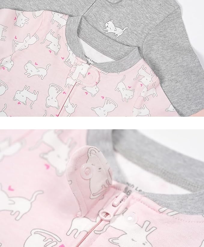 Teach Leanbh Baby 2-Pack Footless Pajamas Cotton Long Sleeve Printing 2 Way - Image 3