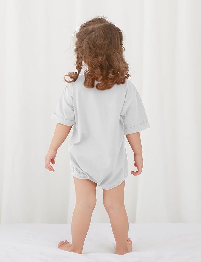 Jimonda Baby Bubble Romper Boy Girl Solid Color T-Shirt Outfits Short Sleeve - Image 5
