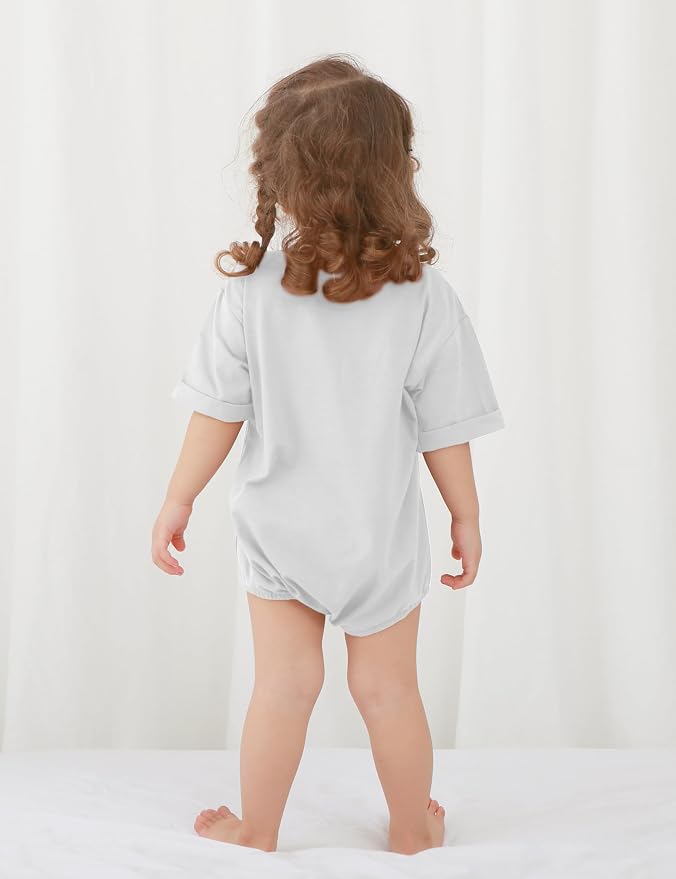 Jimonda Baby Bubble Romper Boy Girl Solid Color T-Shirt Outfits Short Sleeve - Image 5
