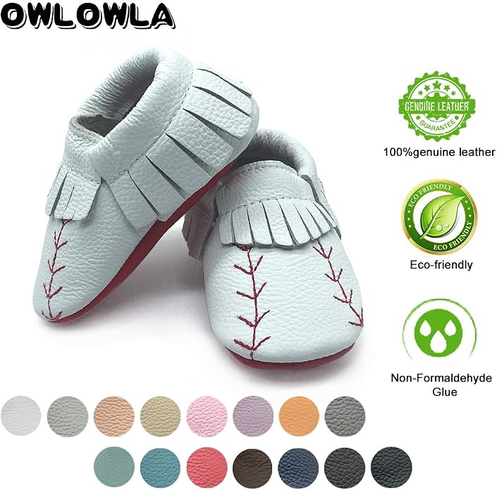 OWLOWLA Baby Moccasins Soft Sole Leather Baby Shoes Infant Toddler Pre-Walker - Image 4
