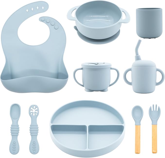 Silicone Baby Feeding Set 10 Pcs, Baby Led Weaning Supplies, Baby Feeding by Unknown