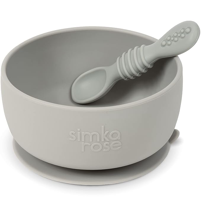 Simka Rose Baby Bowl & Spoon Set, Baby Bowls Suction by simkarose