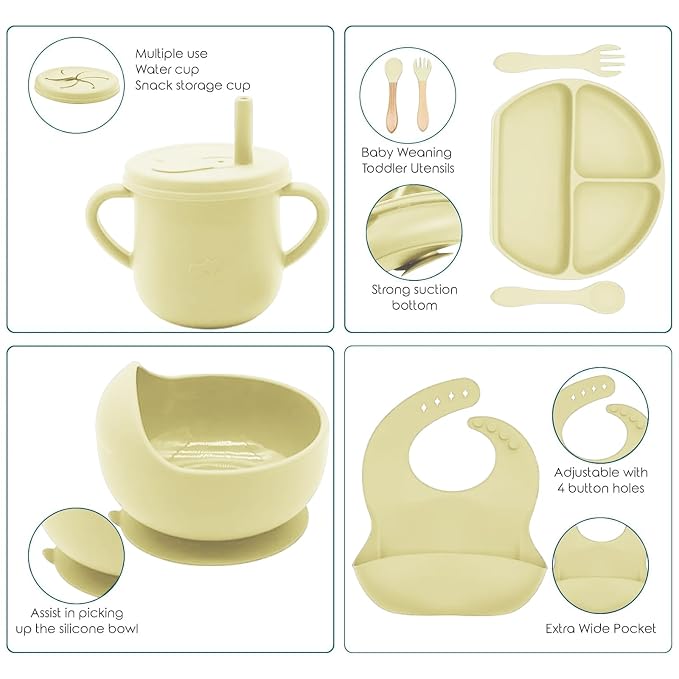 100% Silicone Baby Feeding Set, BPA Free Baby Dishes Set - Image 4