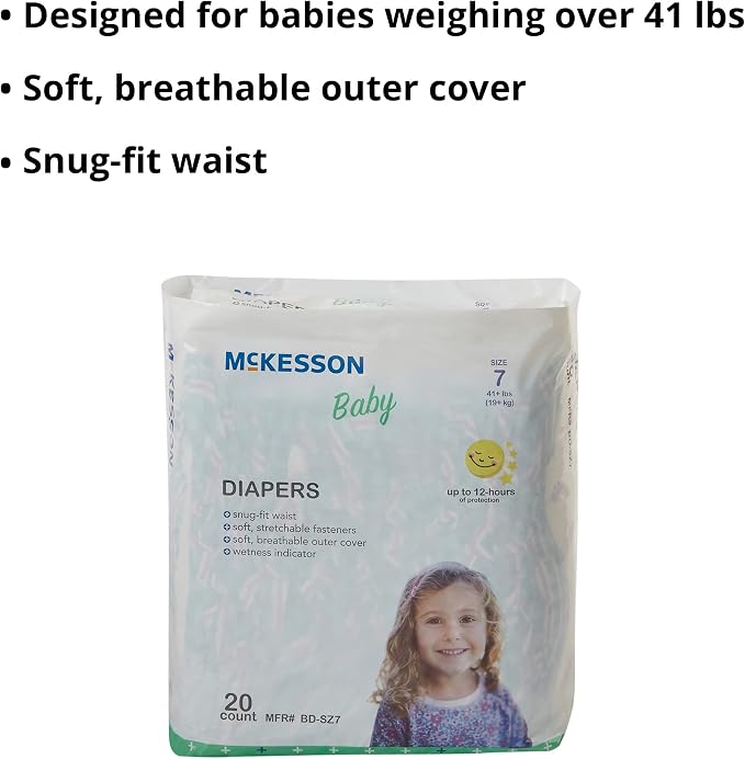 McKesson Baby Diaper Size 7, Over 41 lbs. BD-SZ7, 20 Ct - Image 3
