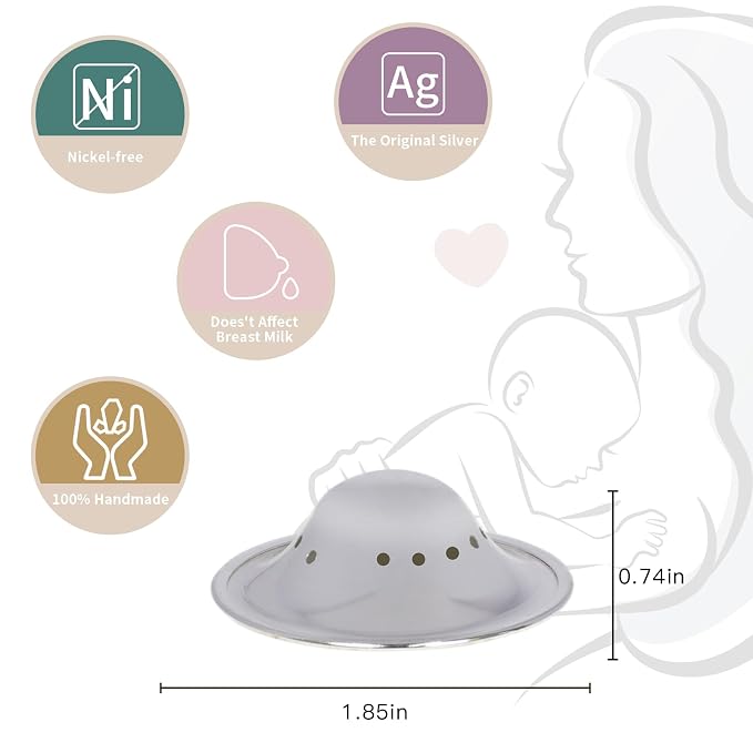 999 Silver Nursing Cups Breathable Design, 999 Silver Nipple Shields Nickle-Free - Image 5