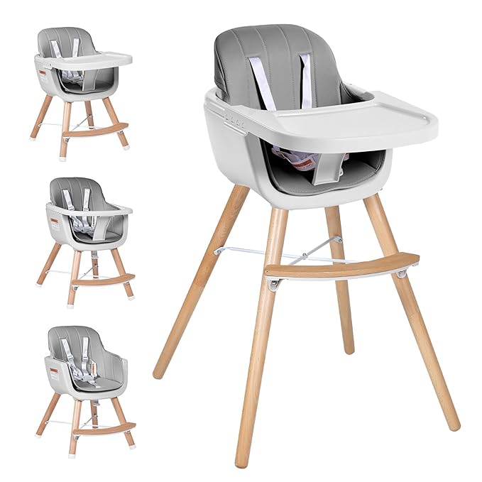 High Chairs for Babies and Toddlers, 3 in 1 Convertible Wooden highchair by jincheng%C2%AE