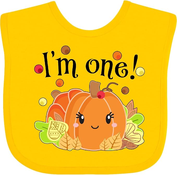 inktastic I'm One- Pumpkin Birthday Autumn Baby Bib by Inktastic