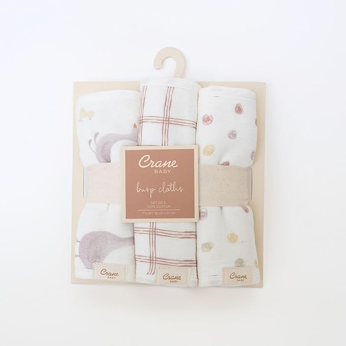 Crane Baby Burp Cloth Set, 3-pc. Charlie Farmhouse Goose Collection, Soft 100% - Image 7
