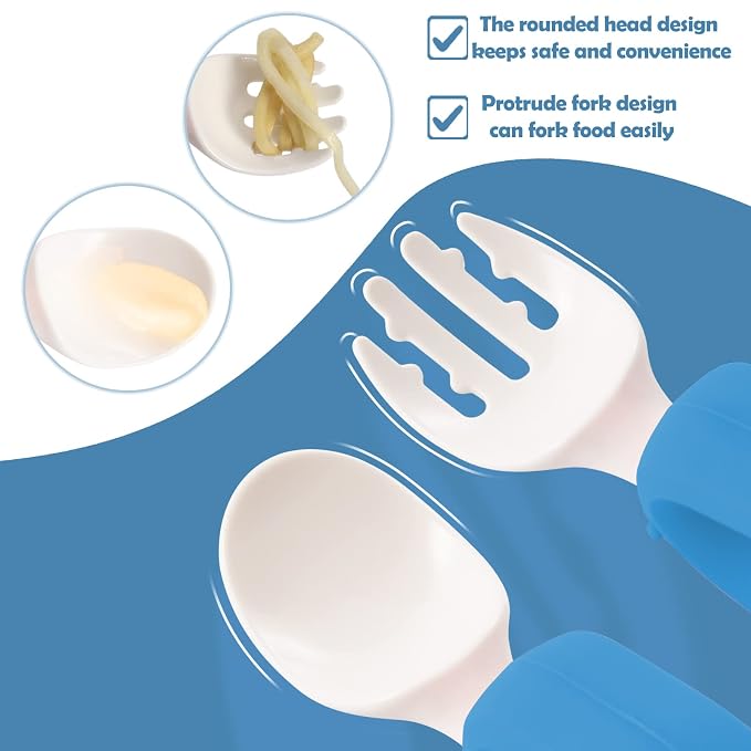 Baby Self Feeding Training Spoon and Fork Set - Image 3