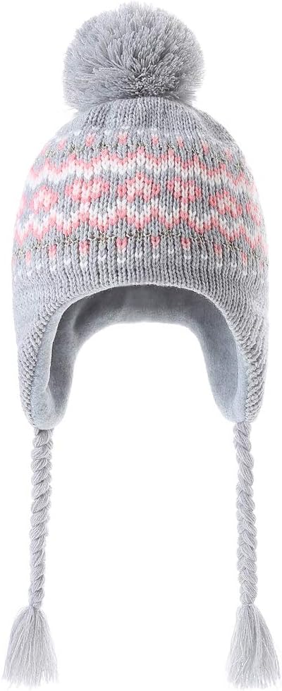 Moon Kitty Girls Knit Hats Winter Fleece Lining Skiing Winter Caps - Image 2