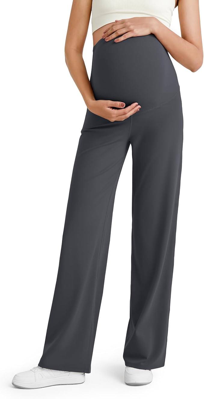 G4Free BareFeel Maternity Dress Yoga Pants Over The Belly Stretchy Work Slack by G4Free