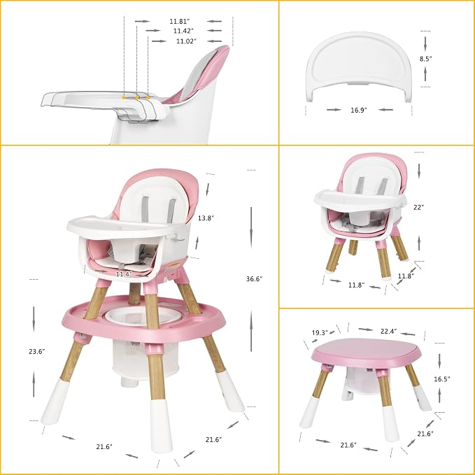 Baby High Chair, 15 in 1 Convertible High Chairs - Image 6
