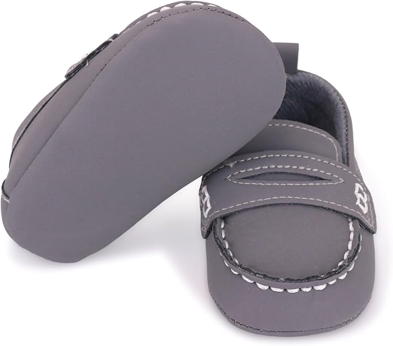LONSOEN Baby Girls Boys Loafers Prewalker Dress Crib Shoes - Image 6