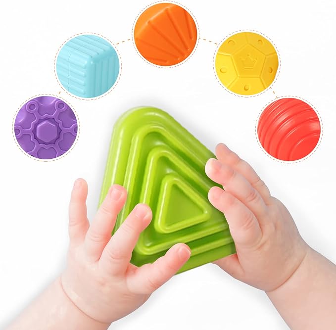 Montessori Toys for 1 Year Old, Cube & 6 Sensory Shape Blocks, Baby Toys 12-18 - Image 3