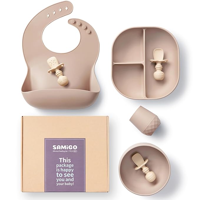 SAMiGO Silicone Baby Feeding Set, Baby Led Weaning Supplies, Suction Bowl Plate by SAMiGO