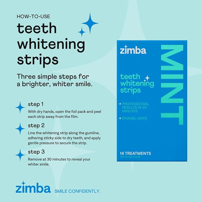 Zimba Teeth Whitening Strips Vegan Whitening Strip Enamel Safe Teeth Whitening - Image 6