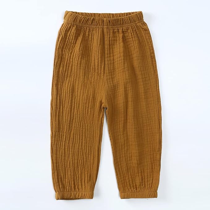 MYGBCPJS Baby Boys Girls Cotton Linen Trousers Kids Casual Ankle Pants Loose - Image 4